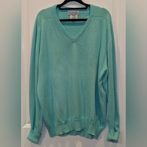 Vintage Men's Findochty Sea Island Cotton Sweater XL Aqua Made in USA Preppy